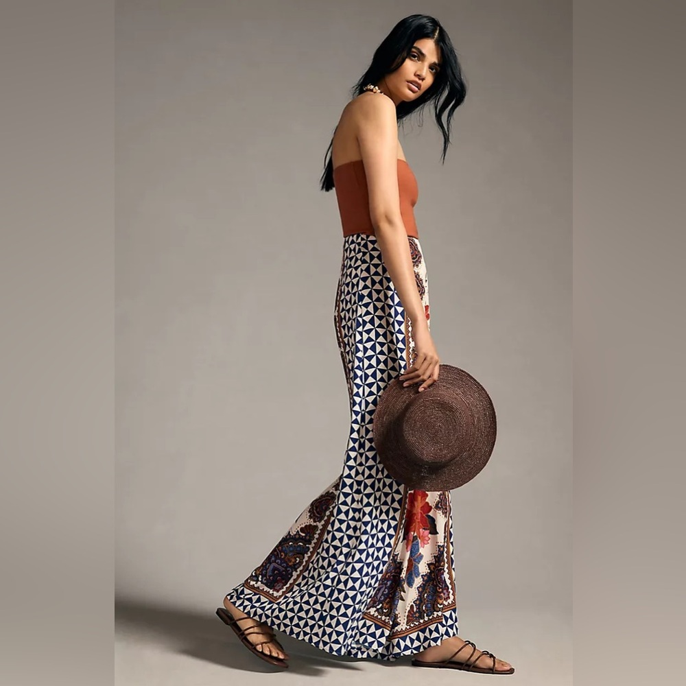 New Farm Rio x Anthropologie Wide Leg Printed Palazzo Pants Trousers sz S - Picture 4 of 10